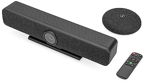 DIGITUS Video Bar Pro Video-Konferenz-System – UHD 4k 30Hz | ePTZ Webcam Kamera, 1 Tischmikrofon & 4 Interne Mikrofone, Lautsprecher Intern 5 W, Auto-Fokus & -Zoom, Echo Cancellation