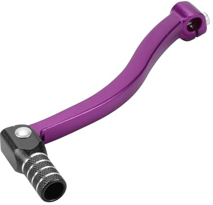 INFINAUTO Klappbarer Motorrad-Gangschalthebel Für Kayo T6 1pc | Aluminiumlegierung, Lila Hebel Schwarzer Kopf Mit Silbertonring, Bohrungsgröße: 11mm, Stangenlänge: 185mm