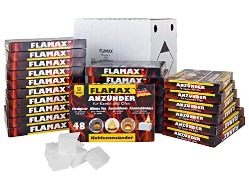 FLAMAX 576x / 1152x Anzündwürfel Kaminanzünder Kohleanzünder Anzünder Würfel Grillanzünder Ofenanzünder für Kamin, Ofen Kohlenanzünder Anzündwolle Anmachwürfel, Anzahl :24 Pakete = 1152 Würfel