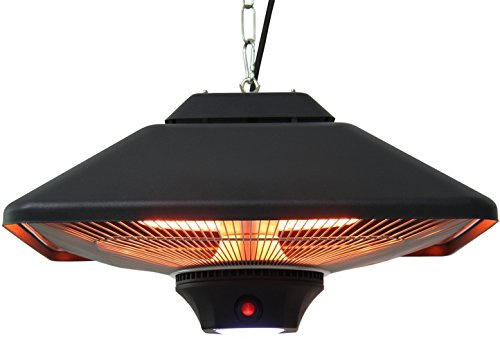 Aktobis Decken-Heizstrahler, Balkonheizer, Zeltheizer WDH-200LS (Schwarz + bis 2.000 Watt + LED Lampe)