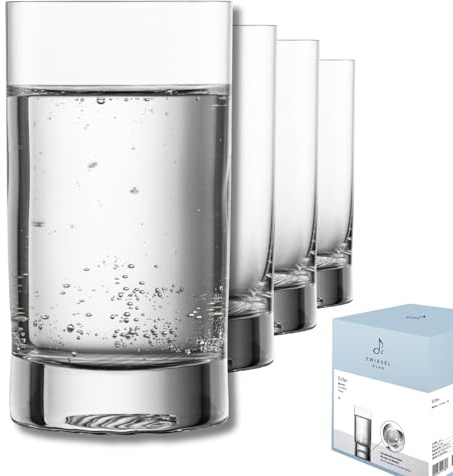 Zwiesel Glas Trinkglas Gr. M Echo (4-er Set), modernes Wasserglas mit besonderer Bodenplatte, spülmaschinenfeste Tritan-Kristallgläser, Made in Germany (Art.-Nr. 123380)