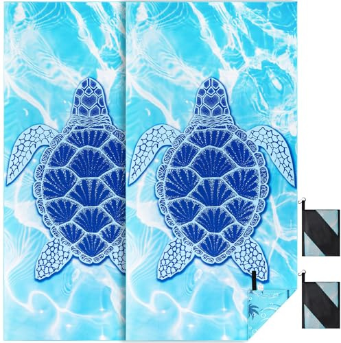 KUOGAS Strandtuch XXL 2er Set 90×180 cm,Groß Schnelltrocknendes Mikrofaser Handtuch, Sandfrei Badetuch,Stranddecke Damen strandhandtuch
