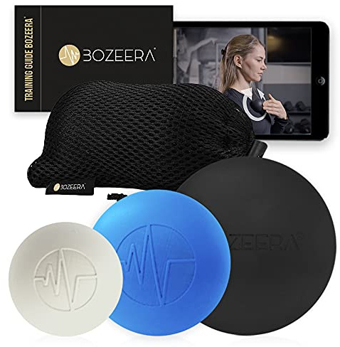 Lacrosse Massageball-Set, Triggerpunkt-Massagebälle, 6 cm, 5 cm und 3 cm, kostenlose Videoanleitung, Booklet und Tasche