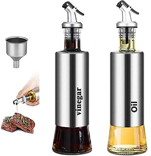 ChuerTech Flasche für Olivenöl und Essig, 300 ml, 2 Stück, Ölspender, Küche, Essig, mit Trichter, Spender für Olivenöl/Essig/Sojasauce, Werkzeug für Grill/Kochen/Salat