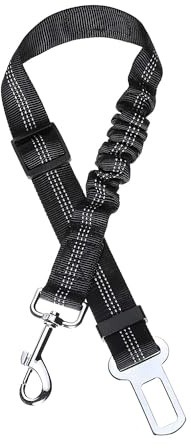 Toozey Hundegurt fürs Auto, Verstellbarer Anschnallgurt, Hundesicherheitsgurt mit Elastischer Ruckdämpfung und Starke Karabiner, für Kleine und Mittlere Hunde und Alle Autotypen, Schwarz