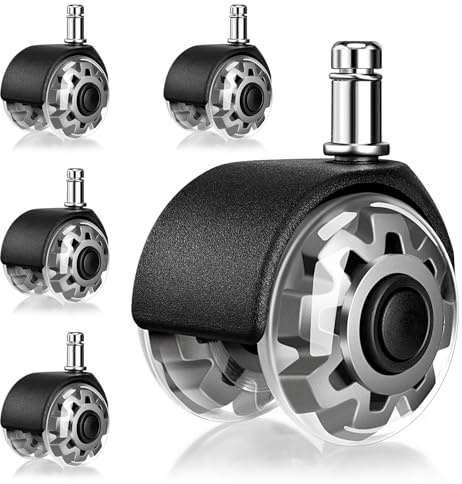 Mexgcom Bürostuhl Rollen 5er Set, 11 x 22MM Rollen für Bürostuhl-Räder, 360°Rotatable, Quiet and Without Scratches, Schreibtischstuhl Rollen für Hard Floors, Parkettböden, Teppich