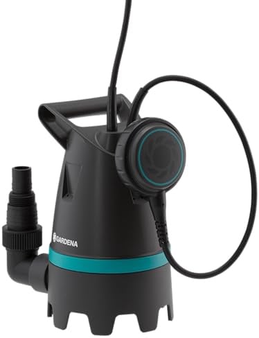Gardena Schmutzwasser-Tauchpumpe 10.500 Basic: Elektrische Tauchpumpe mit Fördermenge 10.500 l/hEinstellbarer Schwimmerschalter mit Dauerlauffunktion (9008-47), Schwarz