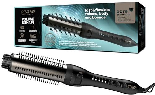 REVAMP Volume & Shape Keramik Hot Brush Styler - 38 mm runde beheizte Rundbürste, Ionen mit Progloss-Ölen, schnell aufheizende Wärmebürste, einziehbare Borsten, Styling ohne Verheddern