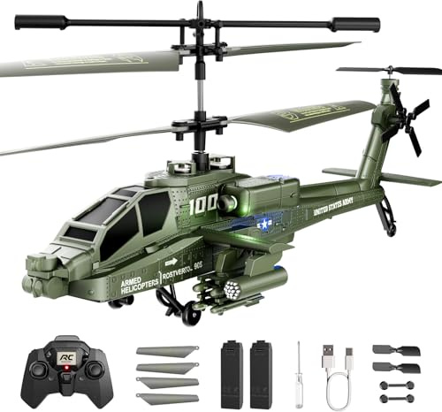 XIKOTEC RC Helikopter Ferngesteuert RC Hubschrauber Ferngesteuert Kinder 8+ | Ferngesteuerter Hubschrauber Spielzeug Kinder Geschenke für Jungs mit 2 Akkus, LED-Leuchten, E-Tast-Start/Landung Grün