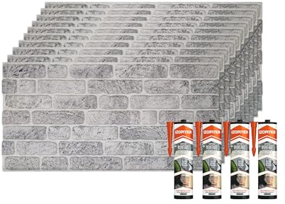 IZODEKOR 3D Wandpaneele Steinoptik | 50x100x2 cm | Styropor Wandverkleidung Steinoptik aus EPS für Innen- und Außenbereiche | Wasserfest | Inklusive Styroporkleber | SL-1702