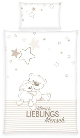 Herding Baby Best Kleinkinder-Bettwäsche-Set, Jana Lieblingsmensch Wendemotiv, Bettbezug 100 x 135 cm, Kopfkissenbezug 40 x 60 cm, Baumwolle/Renforcé