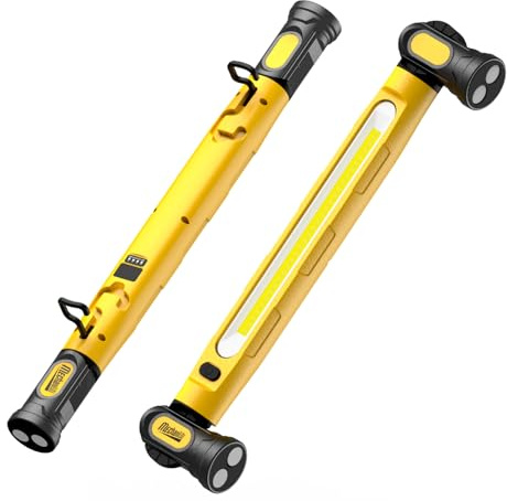 Werkstattlampe 3000LM mit 3 Farbtemperaturen,Arbeitsleuchte Led Akku mit Magnet & Haken, 5200mAh USB-C Schnellladung, IP54 Wasserdicht für Auto-Reparatur, Camping, Baustelle, Garage (Gelb)