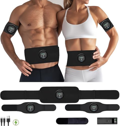 Yonars EMS Bauchmuskeltrainer Elektrisch, EMS Trainingsgerät, Stimulationsgerät Bauchmuskeln - 10 Stimulation Bereiche, 20 Trainingsmodi für Bauch, Arm, Bein-Fitness…