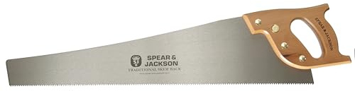Spear & Jackson 9515K Handsäge 610 mm (24), 7 TPI Universalschliff, nachschärfbare Kohlenstoffstahlklinge, Holzgriff