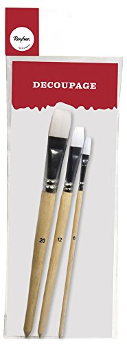 Rayher 37316000 Pinselset für Decoupage, je 1 Pinsel in Größe 6, 12, 20, SB-Btl