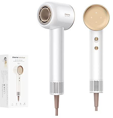 Dreame Hair Glory Haartrockner, trocknet schnell, 110.000 U/min Hochgeschwindigkeit, 70m/s Luftstrom, Negativ-Ionen-Technologie, Temperatur- und Luftgeschwindigkeitsregelung, Weiß