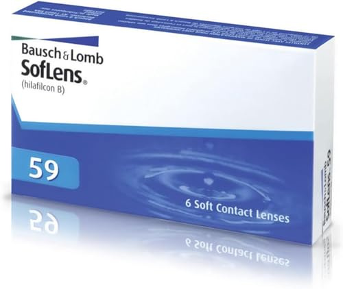 Bausch + Lomb SofLens 59 Monatslinsen, sphärische Kontaktlinsen, weich, 6 Stück, BC 8.6 mm / DIA 14.2 / -1.75 Dioptrien