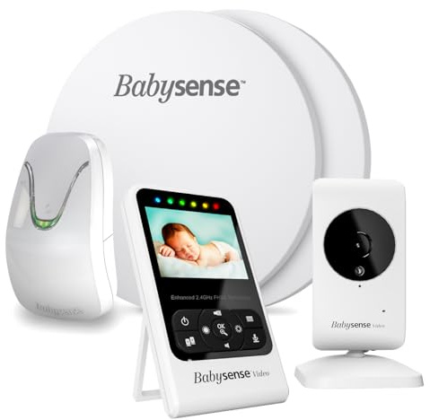 Babysense Video-Babyphone mit 2,4-Zoll-Bildschirm und Babybewegungsmonitor mit Echtzeit-Benachrichtigungen, kontaktlos, 2-in-1, Nur für den Heimgebrauch