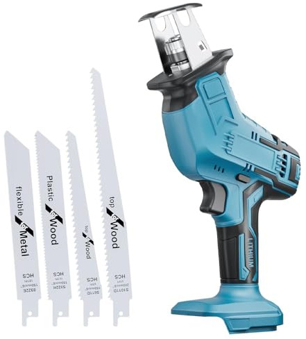Akku Reciprosäge für Makita 18V Akku (ohne Akku), MAX 3500 SPM, Akku Säbelsäge bürstenloser motor mit 4 Sägeblätter für Holz PVC und Metall