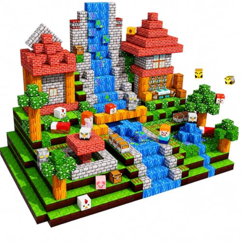 Magnetische Bausteine 200 Teile Set - Magnetbausteine mit Wald-Wiesen-Thema | Magnetblöcke Montessori Spielzeug für Junge und Mädchen ab 3 4 5 6 7 8 9 Jahren - Magnetic Blocks STEM Geschenke für Kinder