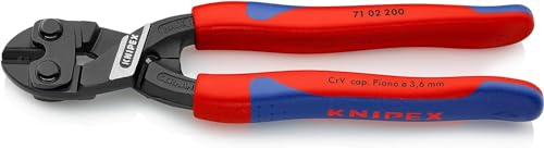 KNIPEX CoBolt Kompakt-Bolzenschneider, 200 mm, 71 02 200 | Pianodraht bis 3,6 mm, hochübersetzt und robust, Drahtschneider, Drahtzange