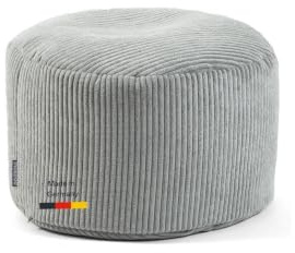mokebo Pouf Cord 'Mochi' Hocker Sitzpouf Sitzkissen Made in Germany grau | aus weichem Cordstoff, Fußhocker rund oder Beistelltisch fürs Wohnzimmer, Kinderzimmer, Schlafzimmer, Puff weich & kuschelig