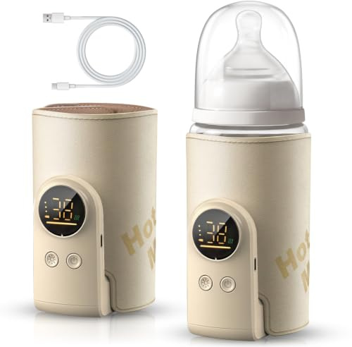 Flaschenwärmer Baby unterwegs mit 8000mAh Babyflaschenwärmer LED (Gelb) | Tragbarer Flaschenwärmer mit LED-Display, Nachtlicht & USB-C Schnellladung – für unterwegs & Nachtfütterung