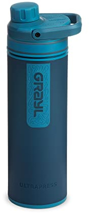 GRAYL UltraPress Wasserfilter & Filterflasche für Wandern, Rucksacktouren und Reisen (Forest Blue)