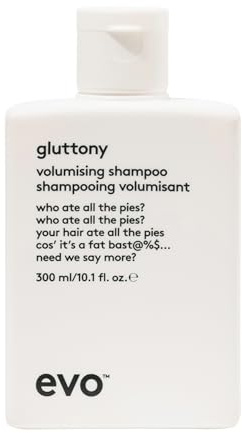 Evo gluttony volumising shampoo 300ml I Volumen Shampoo für alle Haartypen, speziell für feines Haar I verleiht Volumen, Fülle und Textur, reduziert Frizz I vegan, ohne Sulfate