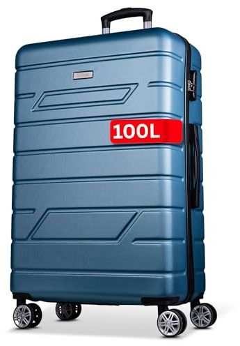 NOWI Hartschalenkoffer XL Groß - 100L Volumen - 158cm Gurtmaß - 8 Rollen 360° drehbar - Leichter Koffer mit Zahlenschloss & Teleskopgestänge - Reisekoffer mit Rollen, Trolley (türkis, XL)