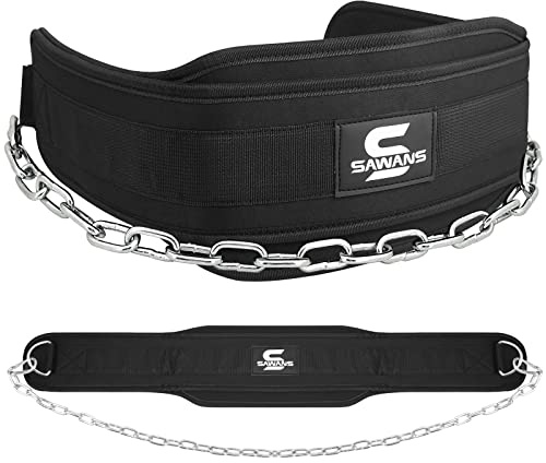 Dip-Gürtel mit 91,4 cm Heavy Duty Bodybuilding Gewichtheben Dip Stahlkette für Klimmzüge Übung Fitnessstudio Workout Powerlifting Training Neopren Rückenstütze Männer