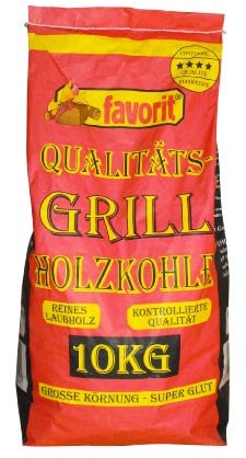 Favorit Grillkohle 10 kg Holzkohle aus Laubholz mit großer Körnung für langanhaltende Glut