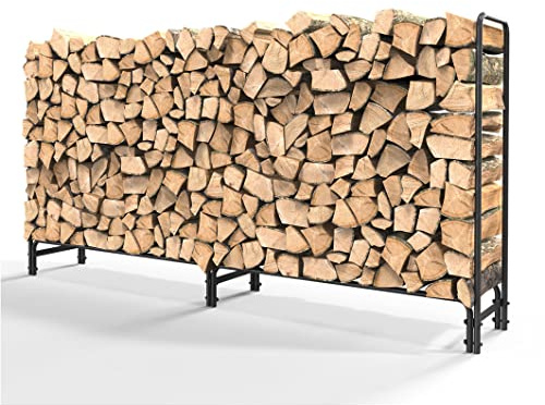 unho Kaminholzregal Aussen, Holzlager Metall Brennholzregal Außen, Feuerholzregal Outdoor Kaminholzunterstand, 232.7x34.8x117.8cm