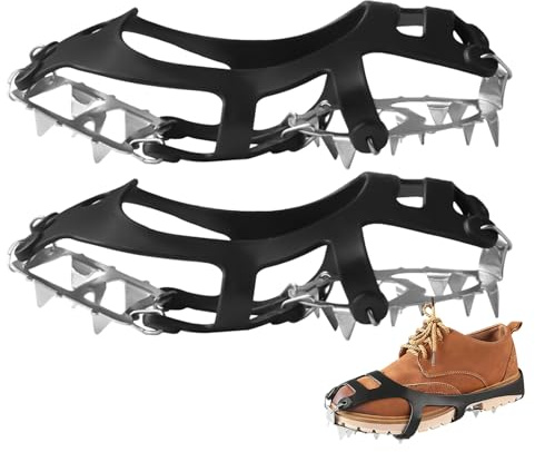 Husoiuy Schneegriffe - Universelle rutschfeste Edelstahl Kletterausrüstung, Spikes Für Schuhe,Für Männer Und Frauen Gehen Winter Outdoor Klettern Angeln Sport Garten Park Hinterhof Hof Rucksackren