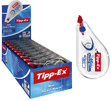 Tipp-Ex Korrekturroller Mini Pocket Mouse, 6m x 5mm, 10er Pack, Ideal für das Büro, das Home Office oder die Schule