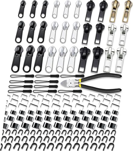 Reißverschluss Reparaturset, 159 Stück Reissverschluss Reparatur Set, Reisverschlussreparatur Set, Reisverschlußzipperset, ReißverschlussReparieren Jacke, Reparatur reißverschluss (3 Größen: #3/5/8)