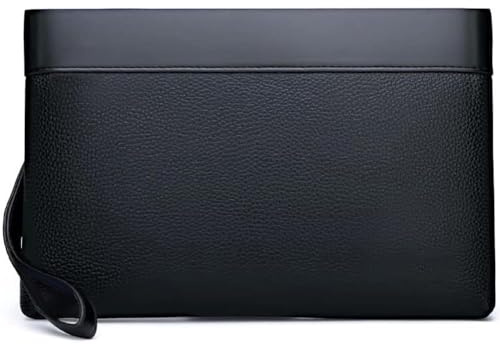 Eshow Handgelenktasche Herren Vintage Herrenhandtasche aus PU-Leder Clutchtasche mit Kartenfach für Reise & Business Schwarz