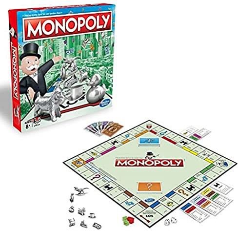 Hasbro Monopoly Classic, Gesellschaftsspiel für Erwachsene & Kinder, Familienspiel, der Klassiker der Brettspiele, Gemeinschaftsspiel für 2-6 Personen, ab 8 Jahren, Deutsche Version