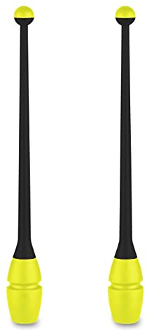 Einsteckbare Keulen für Rhythmische Sportgymnastik INDIGO 36 cm Schwarz-Zitrone