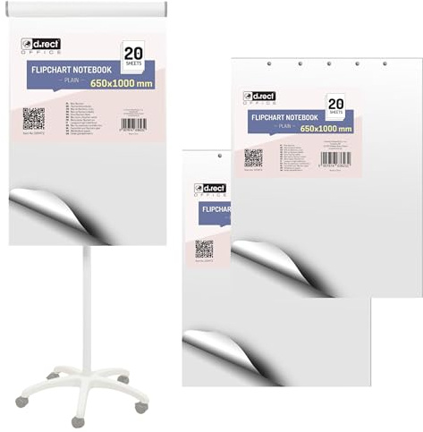 D.RECT Flipchart Papier Block 3er Set 60 Blatt | 650x1000 mm | 80 g/m² glatt | 20 Blatt je Block