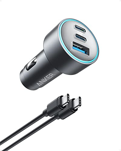 Anker USB-C 535 Car Charger, 67W KFZ-Ladegerät, Auto Schnellladegerät mit 3 Anschlüssen, PIQ 3.0 für iPhone 17/16/15/15 Plus/15 Pro/15 Pro Max, Galaxy S23, MacBook Pro, iPad Air (inkl. USB-C Kabel)