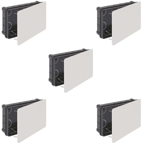 RASMACOR Abzweigkasten Unterputz - 160 x 100 x 50 mm - 5 Stück - Mit Deckel - Für den trockenen Innenbereich/Unterputzdose im Set/Verteilerdose für Innenausbau / 16 Rohreinlässe Ø 25 mm