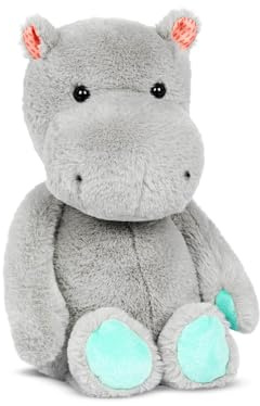 B. toys Happy Hues Gerry Grey Plüsch-Nilpferd, waschmaschinenfest | Weiches Plüsch-Nilpferd mit dunkelgrauem Fell, rosa gepunkteten Ohren und minzfarbenen Füßen, waschmaschinenfest, 0+ Monate