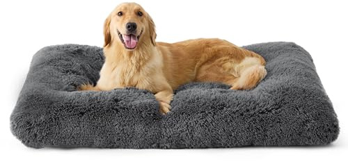 BEDSURE Flauschiges Hundebett Grosse Hunde - 104x69x8 cm Hundebett waschbar für große Hunde, rutschfeste Unterseite, Dunkelgrau