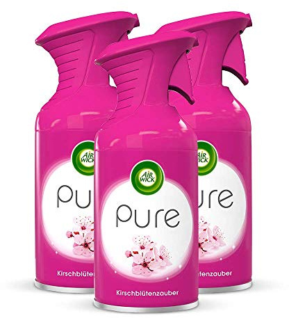 Air Wick PURE Kirschblütenzauber – Blumig-frisches Duftspray geruchsneutralisierend & ohne feuchten Niederschlag – Duft: Kirschblüte – 3 x 250 ml