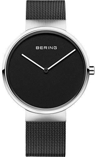 Bering Unisex Quarz Uhr | Armbanduhr 39 mm Edelstahlgehäuse und Zifferblatt | Milanaisearmband | Saphierglas | 5 ATM | 14539