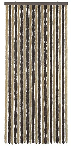 WOHNWOHL® Flauschvorhang (90x200 cm) • Wohnwagen Türvorhang • Fliegenschutz Balkontür • Insektenschutz Vorhang • Fadenvorhang Tür • Sichtschutz Wohnmobil • Farbe: Beige/Braun