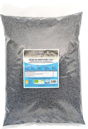Oltresole, Bio-Mohnsamen 3 kg, Bio-Mohnsamen, reich an Nährstoffen, ideal zum Kochen und für den Verzehr, Convenience-Größe