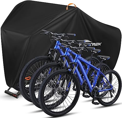 toptrek Fahrradabdeckung Wasserdicht 420D für 3 Fahrräder 220x120x110cm | Hochwertige Fahrradgarage Outdoor, Regenschutz Fahrrad Abdeckplane mit Beutel, Anti-UV wind- & reißfeste Fahrradschutzhülle