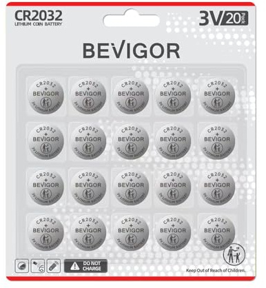 Bevigor 2032 Batterie Kompatibel mit AirTag CR2032 Lithium 3V Münzbatterie für Kindersicherheit, passend für Schlüsselanhänger, intelligente Sensoren, Waagen und mehr (CR2032-20)